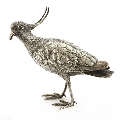 Lot 7 - A Continental silver model of a lapwing