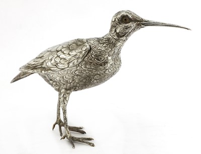 Lot 6 - A Continental silver model of a jack snipe