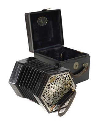 Lot 403 - A Wheatstone thirty-seven key concertina