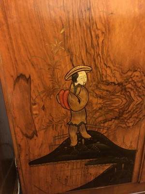 Lot 349 - An Art Deco walnut and chinoiserie-decorated cabinet