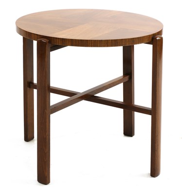 Lot 336 - An Art Deco walnut and ebonised circular lamp table