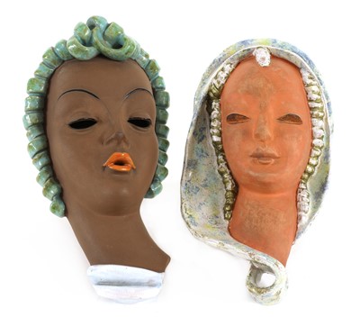 Lot 364 - A Keramos glazed pottery wall mask