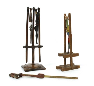 Lot 141 - Three early folk art painted hangmans