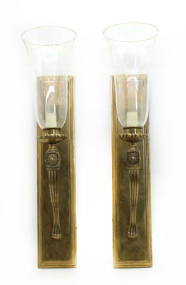 Lot 198 - A pair of Regency style brass wall sconces