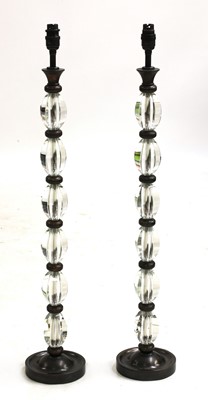 Lot 195 - A pair of modern glass-mounted table lamps