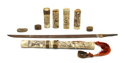 Lot 222 - A Japanese bone wakizashi