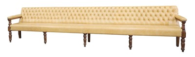 Lot 418 - A long leather upholstered bench
