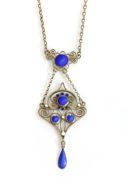 Lot 119 - A Norwegian silver gilt enamel pendant by Marius Hammer, c.1910