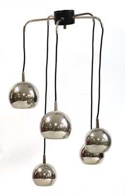 Lot 335 - An Italian steel hanging five-light electrolier