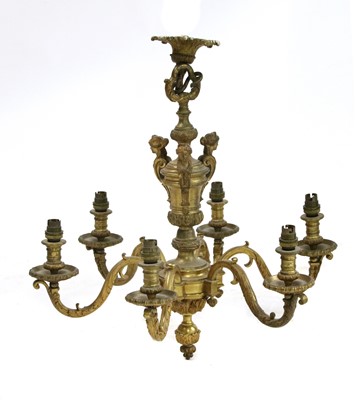 Lot 873 - A gilt-bronze six-light electrolier