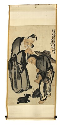 Lot 89 - A Chinese gouache hanging scroll