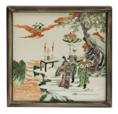Lot 131 - A set of four Chinese famille verte plaques