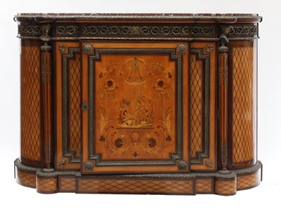 Lot 406 - A French Napoleon III mahogany, satinwood marquetry and ormolu mounted side cabinet
