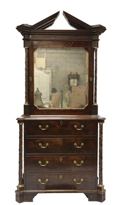 Lot 113 - A Chippendale period mahogany secretaire bookcase