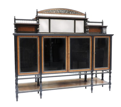 Lot 592 - An Aesthetic amboyna, ebony and ivory side cabinet