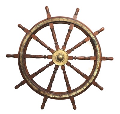 Lot 813 - A massive Harland & Wolff ship's wheel