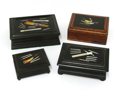 Lot 322 - An Italian ebony and pietra dura cigarette box