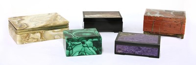 Lot 321 - Five variously-sized hardstone boxes