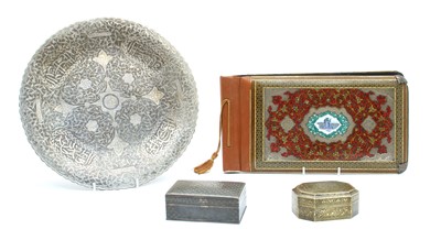 Lot 288 - A white metal inlaid pewter box