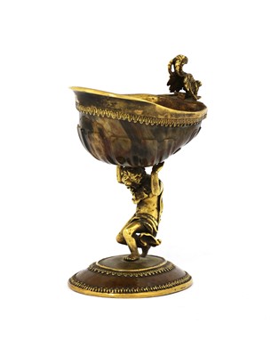 Lot 11 - An Austrian Renaissance Revival gold and agate salt