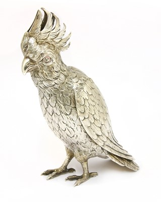 Lot 10 - A Continental silver model of a cockatoo