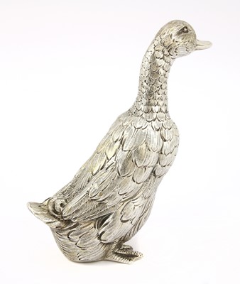 Lot 14 - A Continental silver model of an Indian runner duck