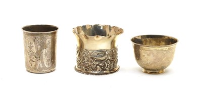Lot 11 - A Continental silver beaker with engraved decoration