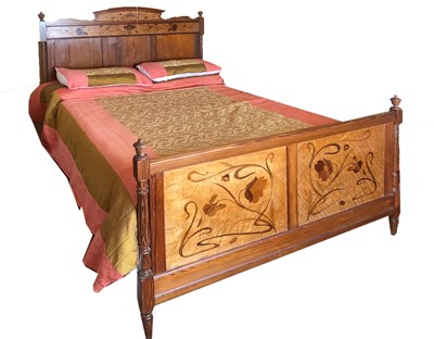 Lot 23 - Two Art Nouveau pine and bird's-eye maple beds