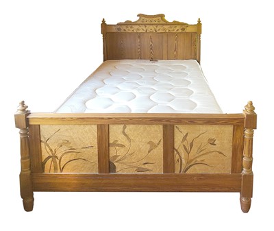Lot 23 - Two Art Nouveau pine and bird's-eye maple beds
