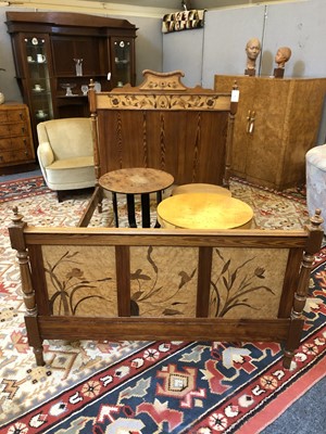 Lot 23 - Two Art Nouveau pine and bird's-eye maple beds