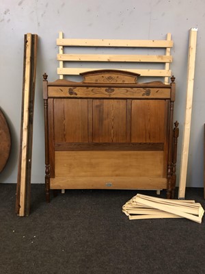 Lot 23 - Two Art Nouveau pine and bird's-eye maple beds