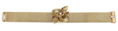 Lot 164 - A 9ct gold ruby and diamond bracelet, by Sannit and Stein, c.1960