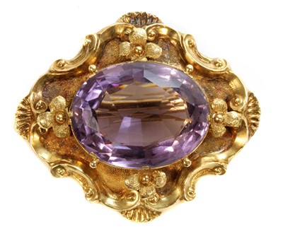 Lot 80 - A Victorian gold amethyst brooch, c.1840