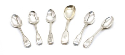 Lot 55 - A set of five George III fiddle pattern and thread teaspoons