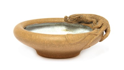 Lot 351 - A Chinese zisha brush washer