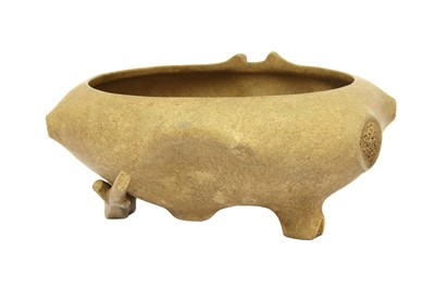 Lot 353 - A Chinese zisha brush washer