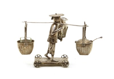 Lot 56 - A Chinese novelty silver cruet set