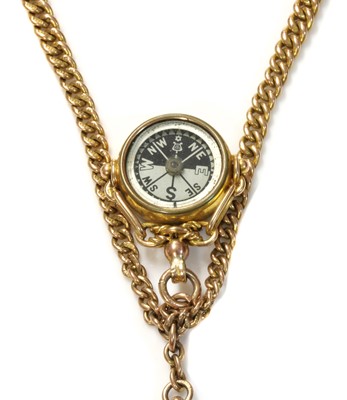 Lot 483 - A 9ct gold curb link double albert chain