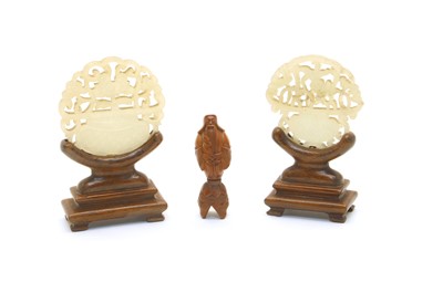 Lot 326 - Two Jade and pierced plaques