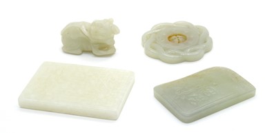 Lot 372 - Two Jade rectangular pendants
