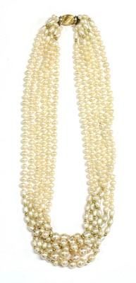 Lot 330 - A six row freshwater cultured pearl necklace