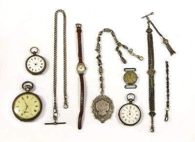 Lot 300 - A sterling silver top wind open-faced pocket watch