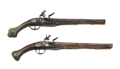 Lot 774 - Two Turkish flintlock holster pistols