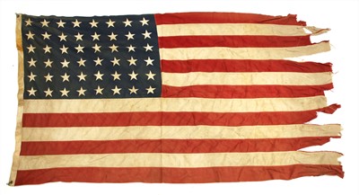 Lot 176 - A large WWII battle worn single panel 48 star US Naval flag