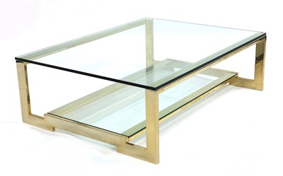 Lot 544 - A gold-plated and glass coffee table
