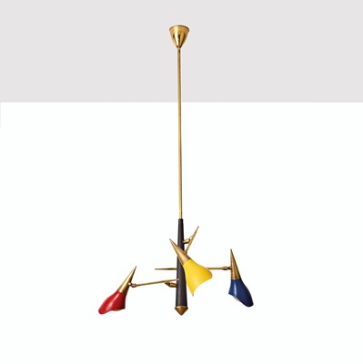 Lot 445 - An Italian brass adjustable hanging light