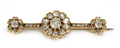 Lot 37 - A late Victorian diamond cluster bar brooch