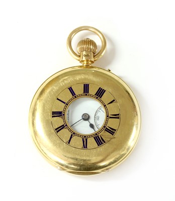 Lot 499 - An 18ct gold half hunter side wide mechanical pocket watch by J W Benson, London