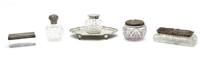 Lot 37 - A collection of glass and silver mounted dressing table items