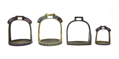 Lot 366 - A collection of Chinese cloisonné stirrups
